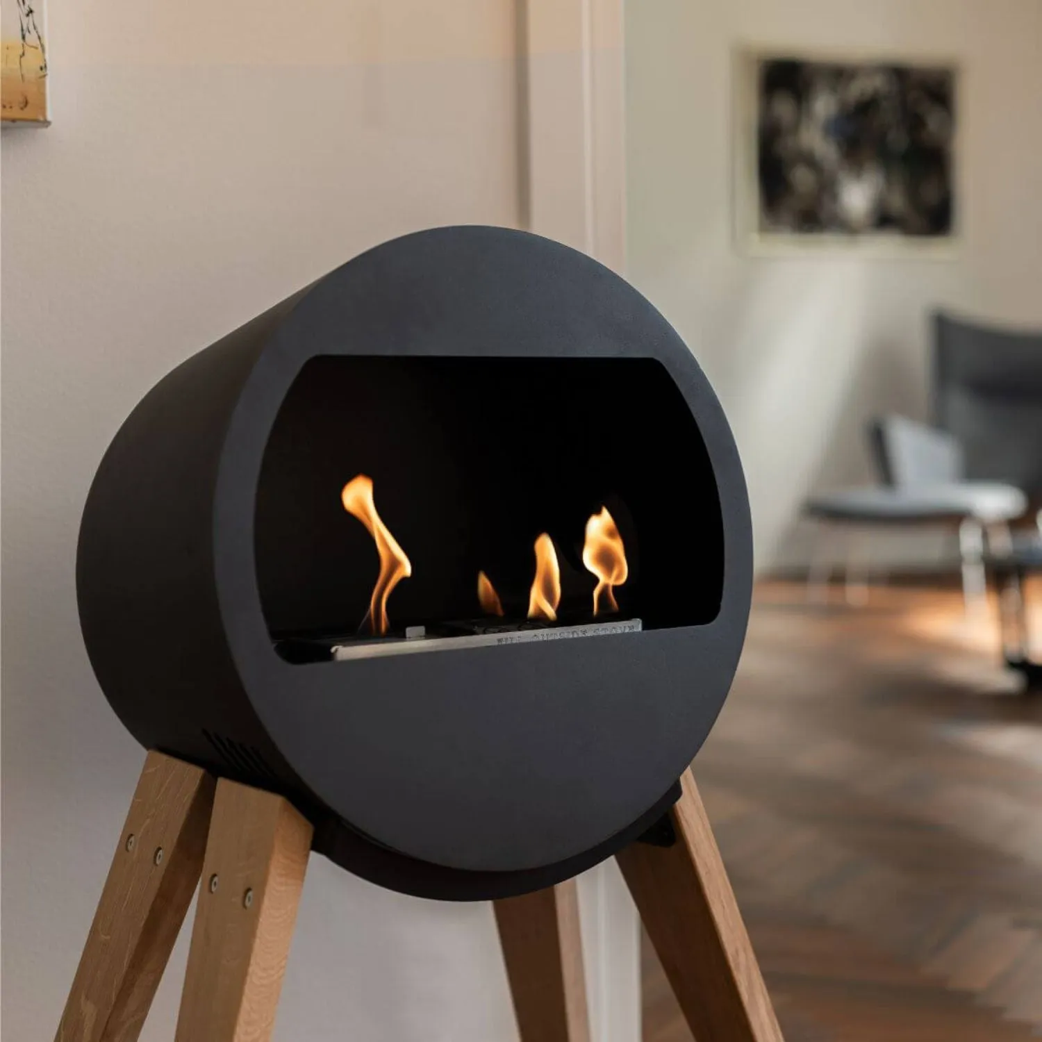 Aduro B2 Caminetto Bioetanolo con Gambe Rovere