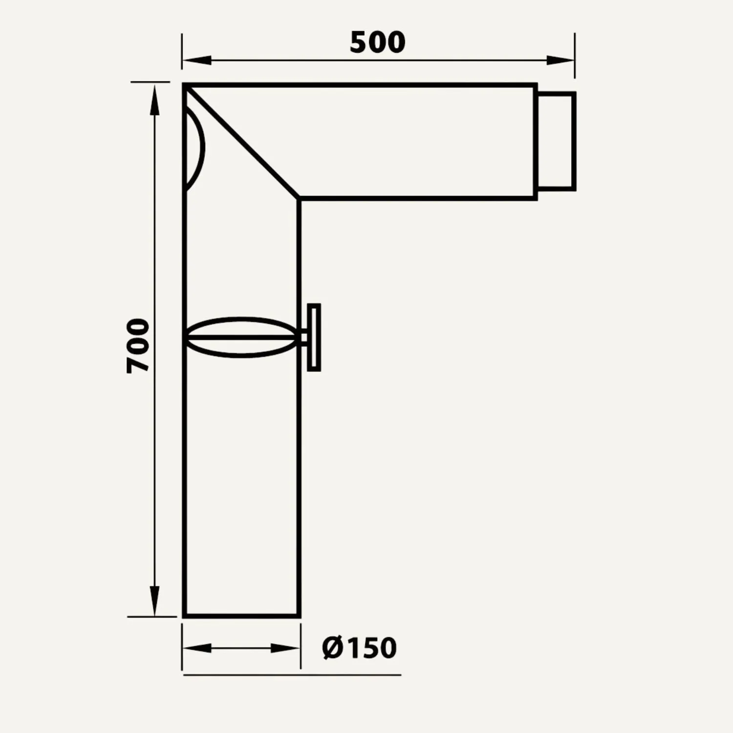 Aduro curva 90° tubo stufa con valvola e ispezione