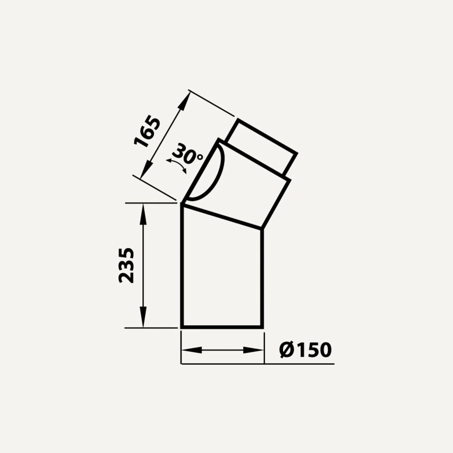 Aduro curva tubo stufa con ispezione 2 mm