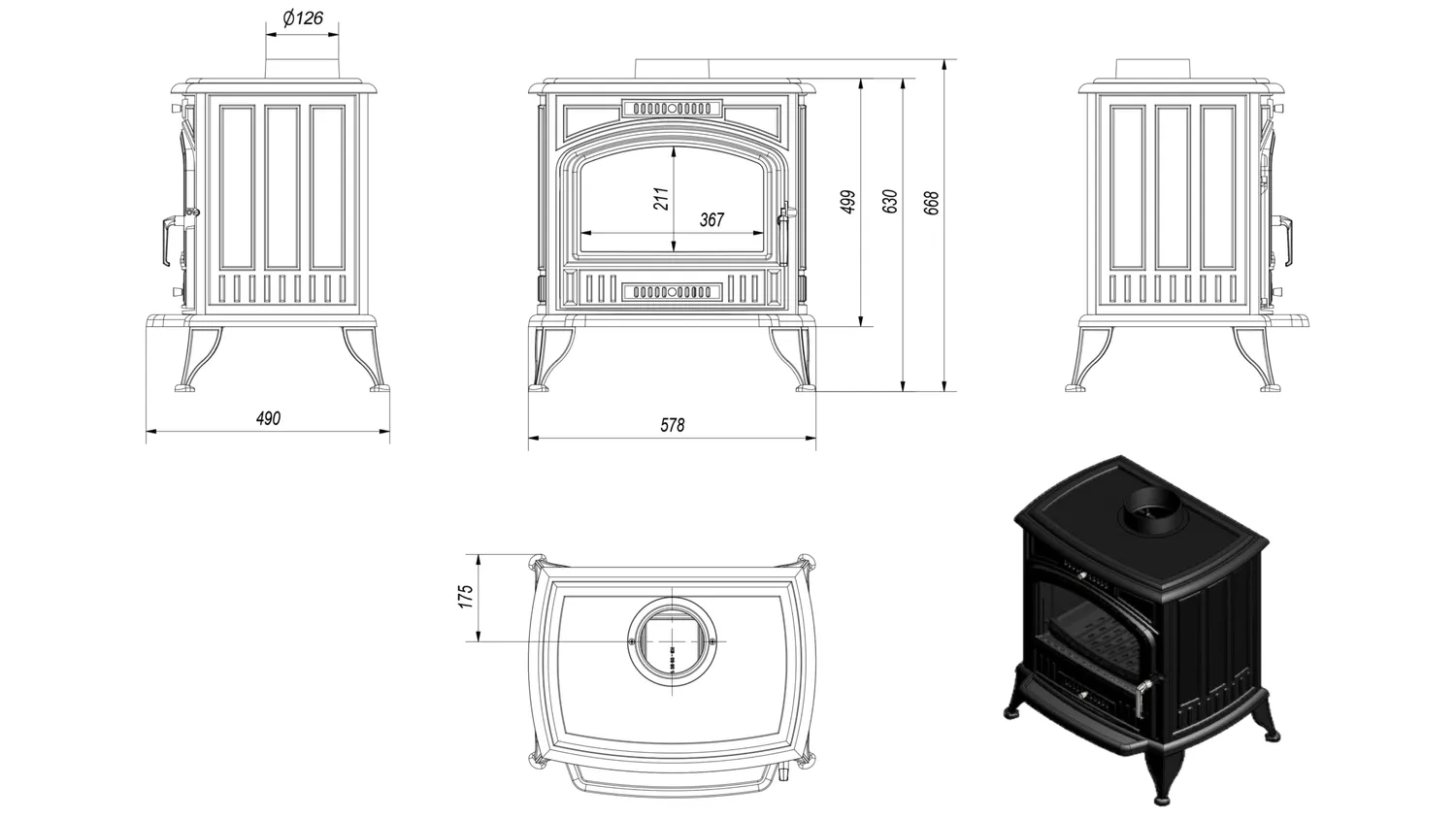Kratki Koza K6 8 kW stufa a legna ghisa Ecodesign