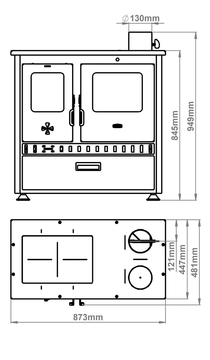 Prity 1P36 D cucina a legna con forno 10,9 kW