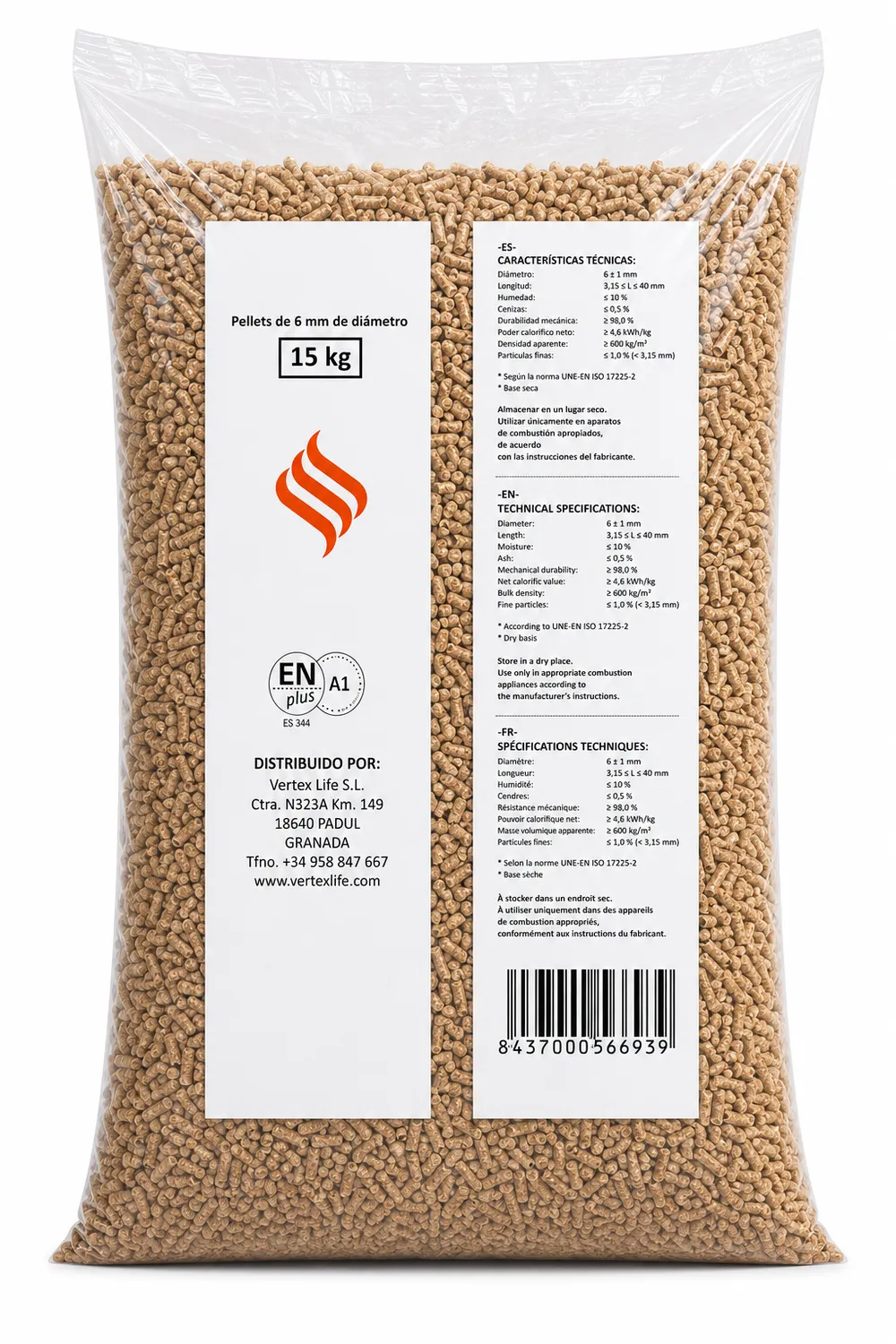 Vertex Life Fireplus pellet di legno 15 kg ENplus A1