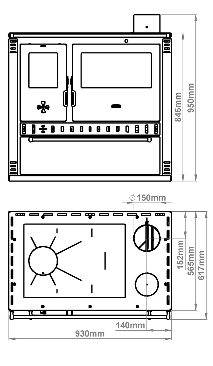 Prity GT D cucina a legna con forno 10,9 kW