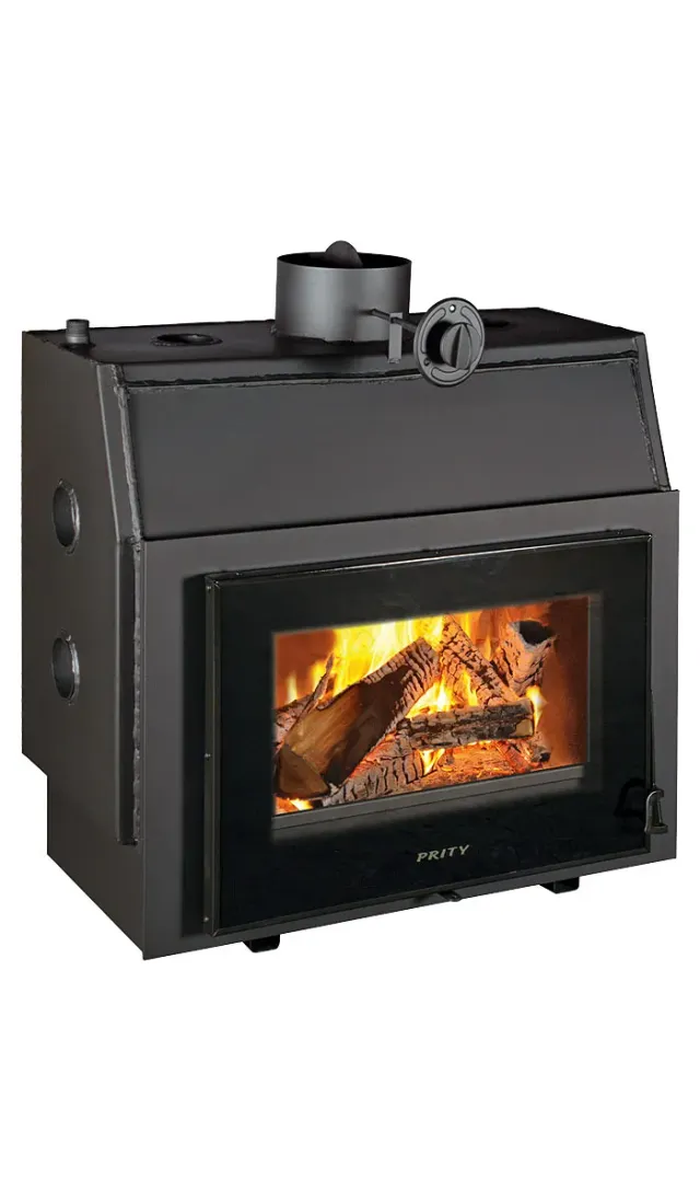 Prity P W18 TV termocamino a legna 23,5 kW vetro panoramico