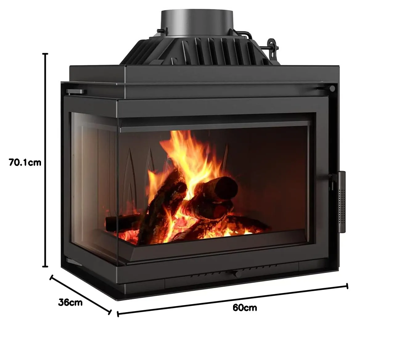 Kratki Simple inserto camino legna 8 kW vetro