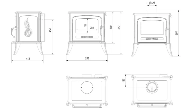 Kratki Koza K7 Stufa a Legna 5 kW con Kit Canna Fumaria