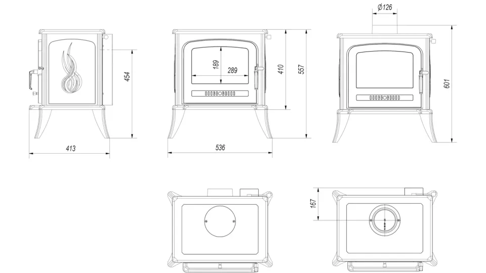 Kratki Koza K7 Stufa a Legna 5 kW con Kit Canna Fumaria