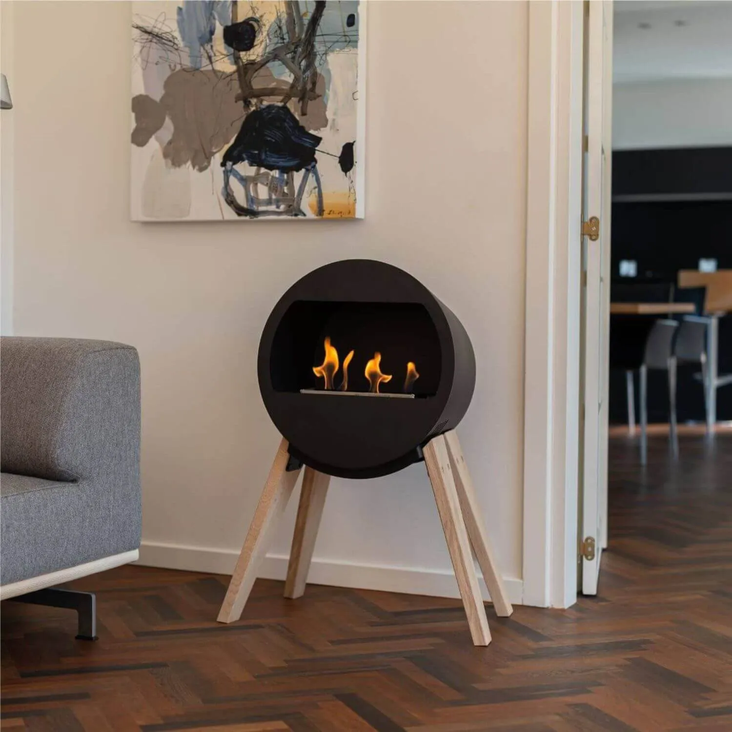 Aduro B2 Caminetto Bioetanolo con Gambe Rovere