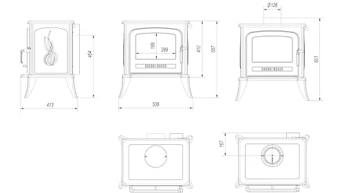 Kratki Koza K7 Stufa a Legna 5 kW con Kit Canna Fumaria