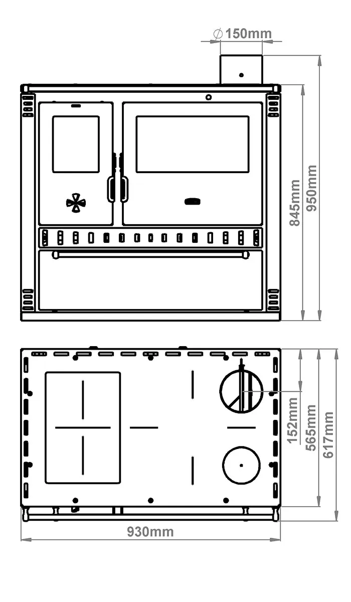 Prity GT W10 NF cucina a legna idro con forno inox
