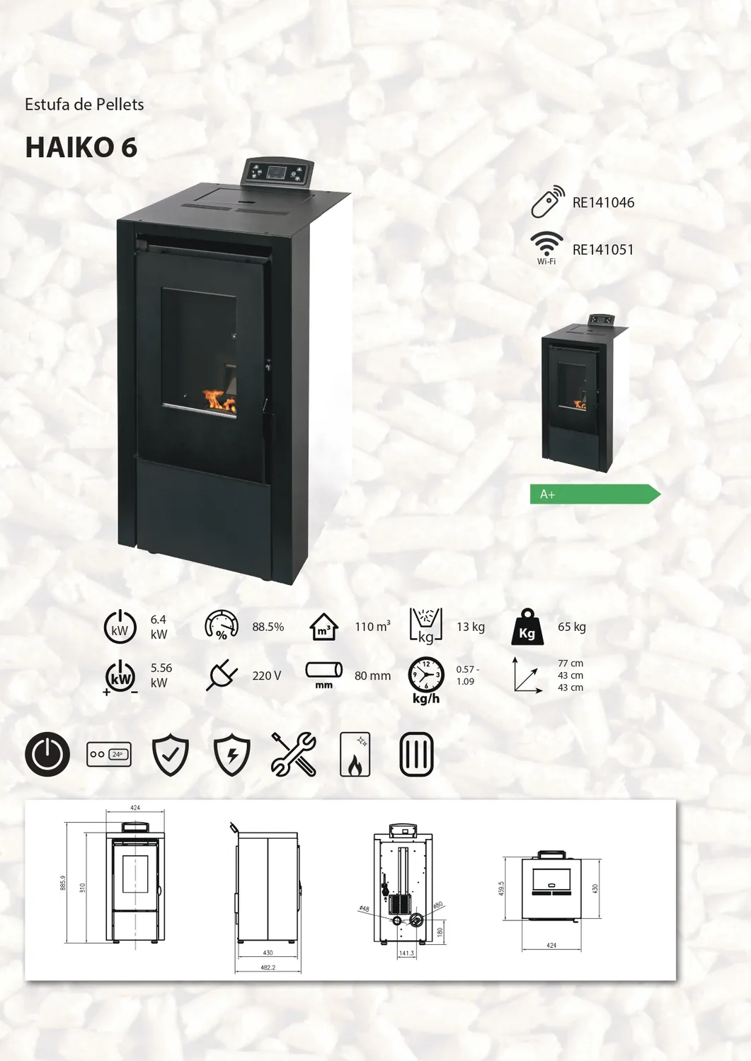 Vertex Life Haiko 6 stufa a pellet bianca 6 kW