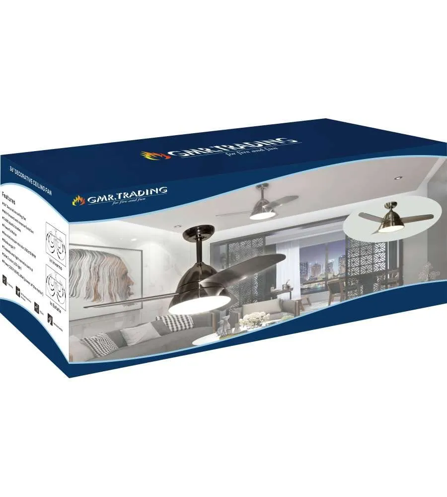 GMR Trading Smart ventilatore a soffitto 3 pale retrattili con luce