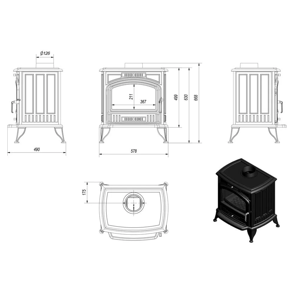 Kratki Koza K6 8 kW stufa a legna ghisa Ecodesign