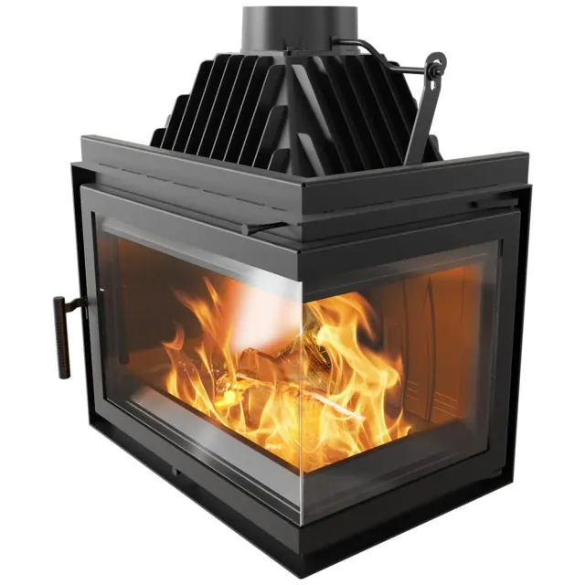 Kratki Simple inserto camino a legna 15 kW vetro angolare