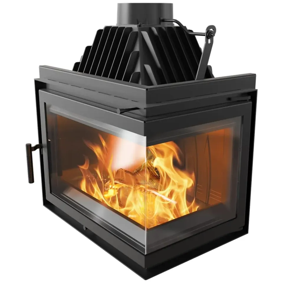Kratki Simple inserto camino a legna 15 kW vetro angolare