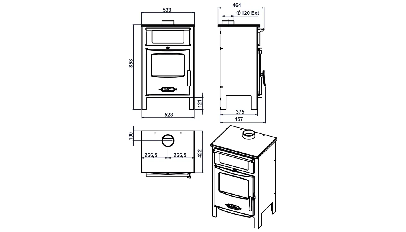 Zetalinea Sagra stufa a legna con forno Ecodesign