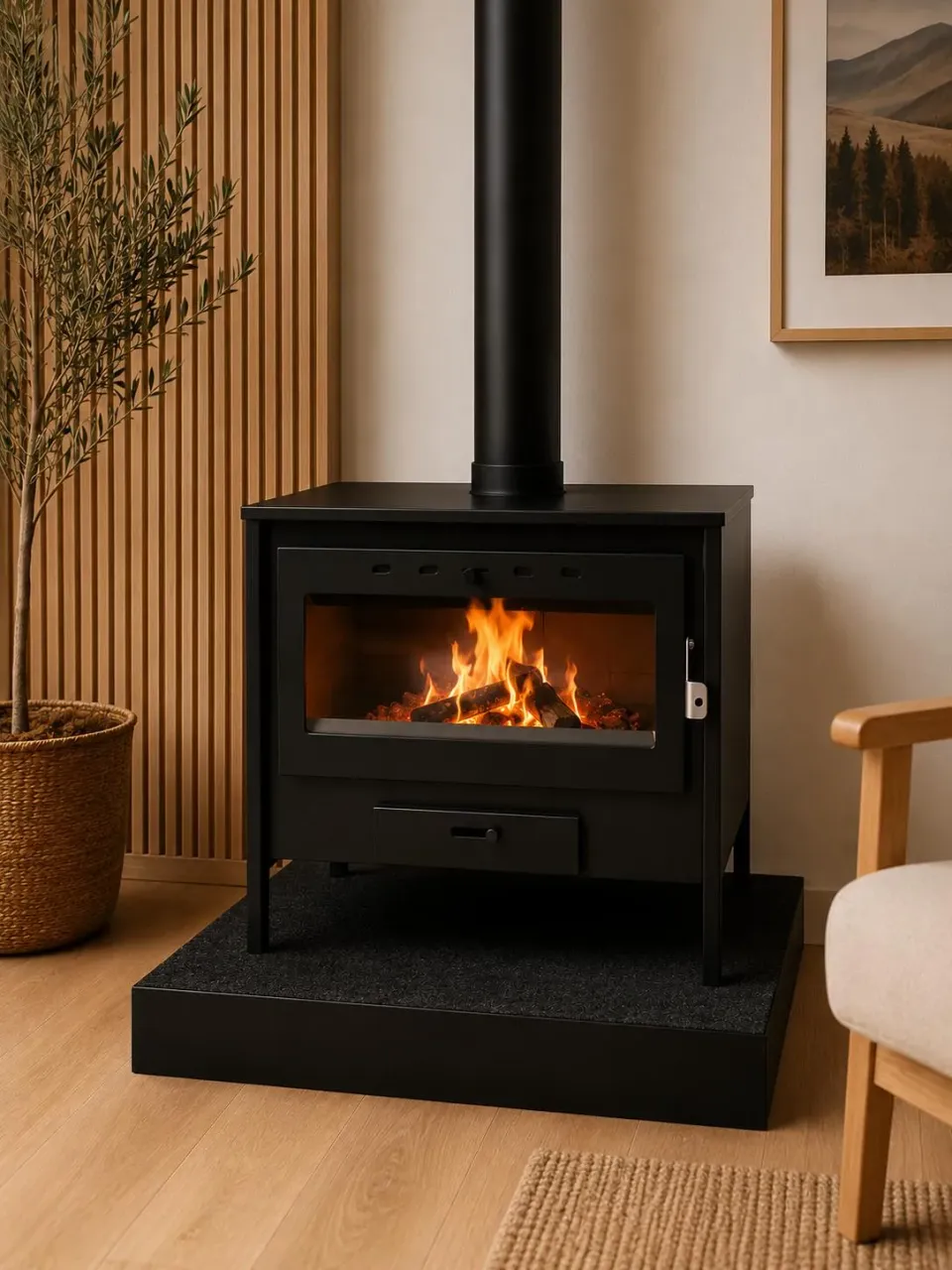 Eider Biomasa Capri stufa a legna 13 kW 240 m³