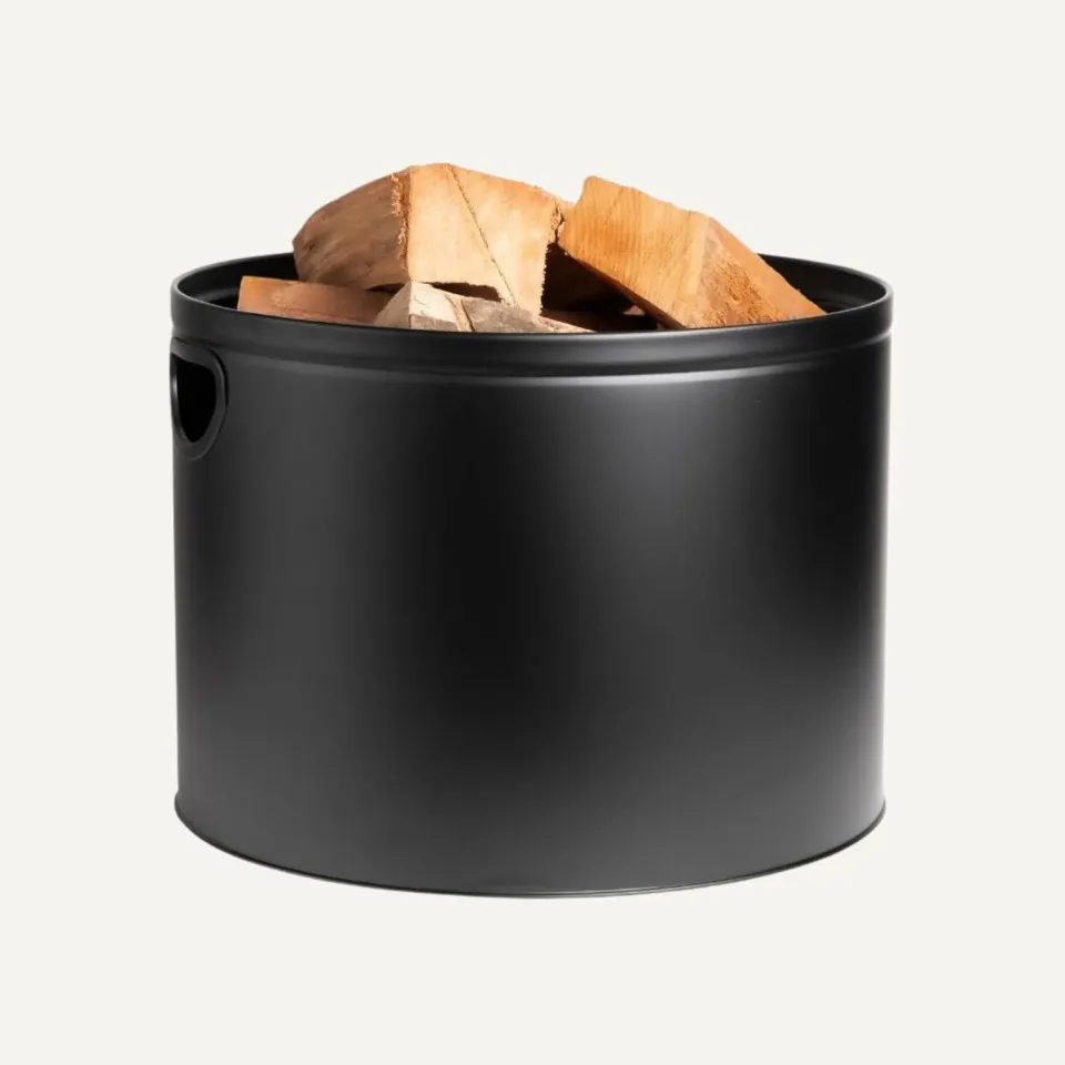 Aduro cestalegna tondo Ø44x32 acciaio nero