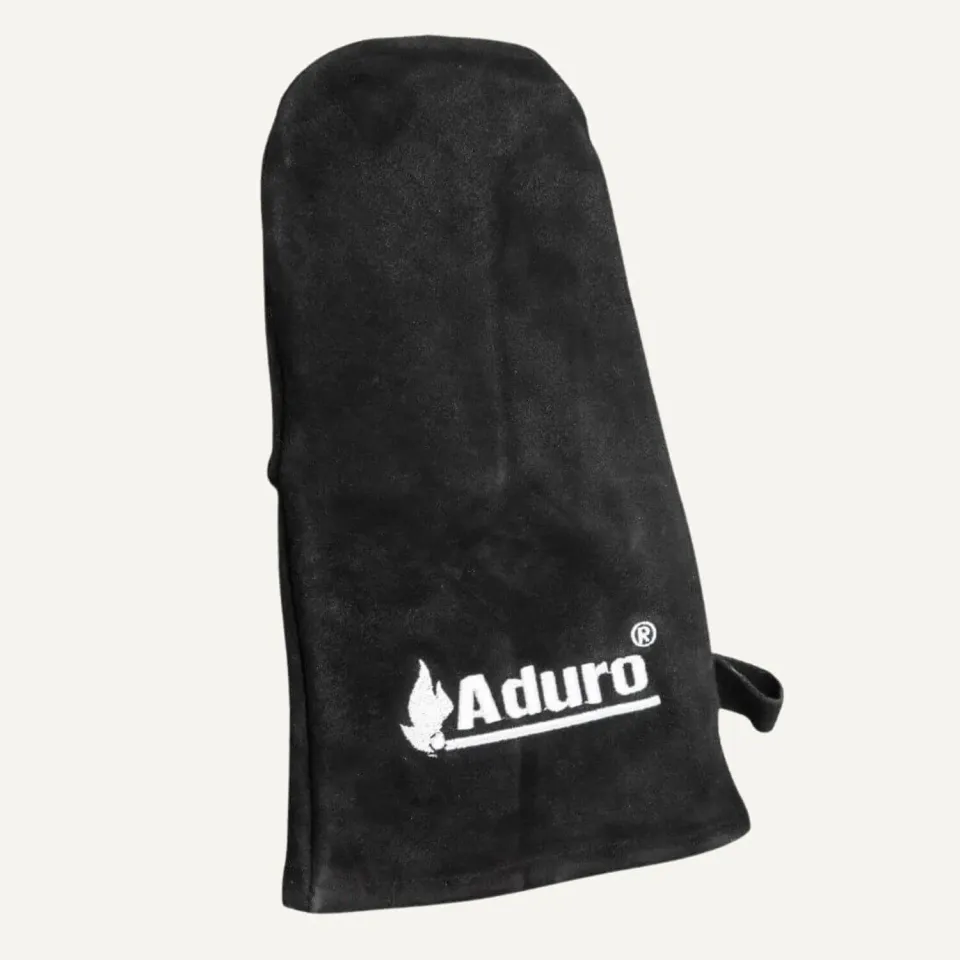 Aduro guanto grill in pelle nera protezione fuoco