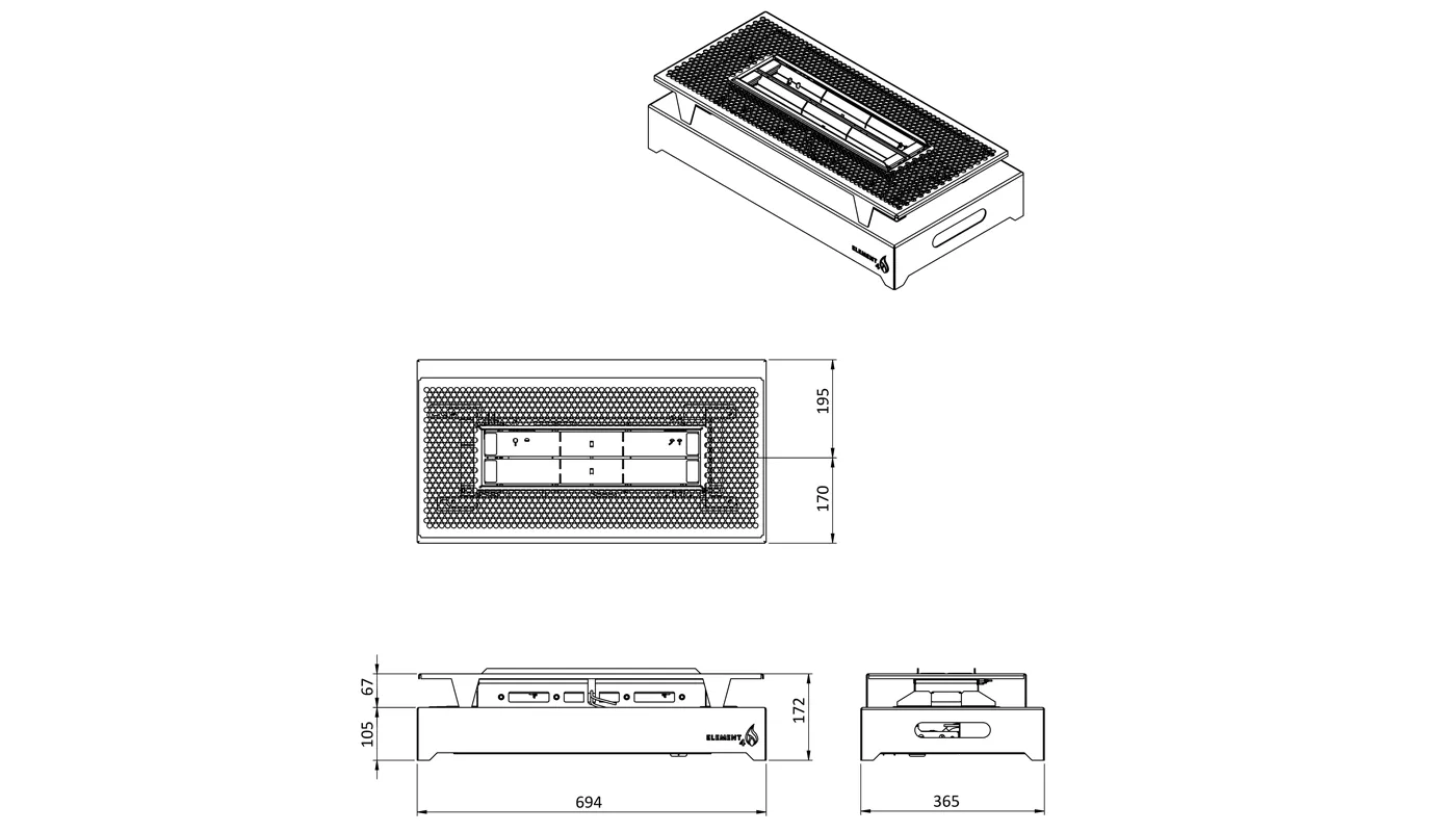 Element4 Bio 50 I bruciatore bioetanolo incasso doppia fiamma